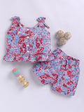 Moms Love Infant Girls Cotton Printed Top with Shorts