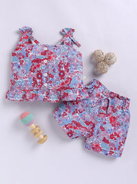 Moms Love Infant Girls Cotton Printed Top with Shorts