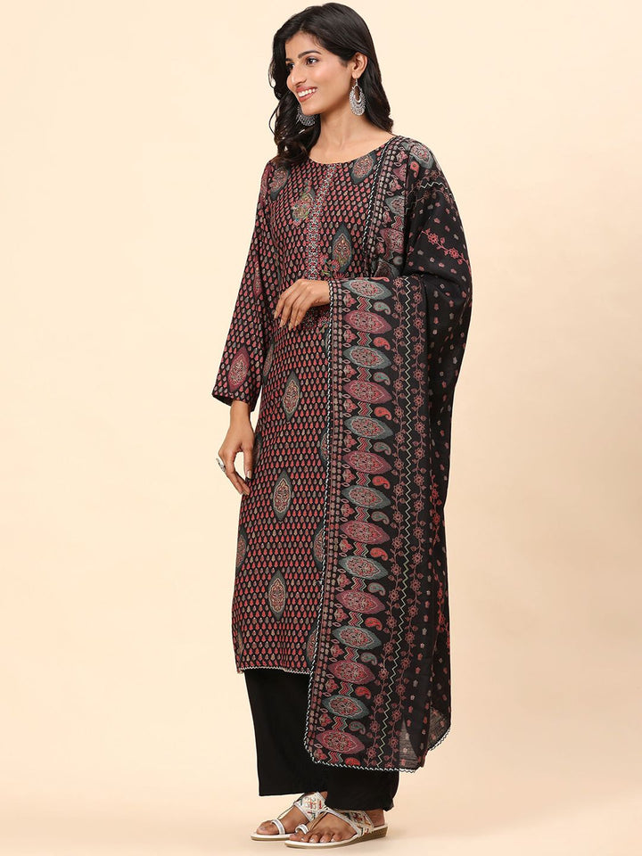 Mamicha Women Ethnic Motifs Printed Regular Pure Cotton Kurta with Trousers & With Dupatta