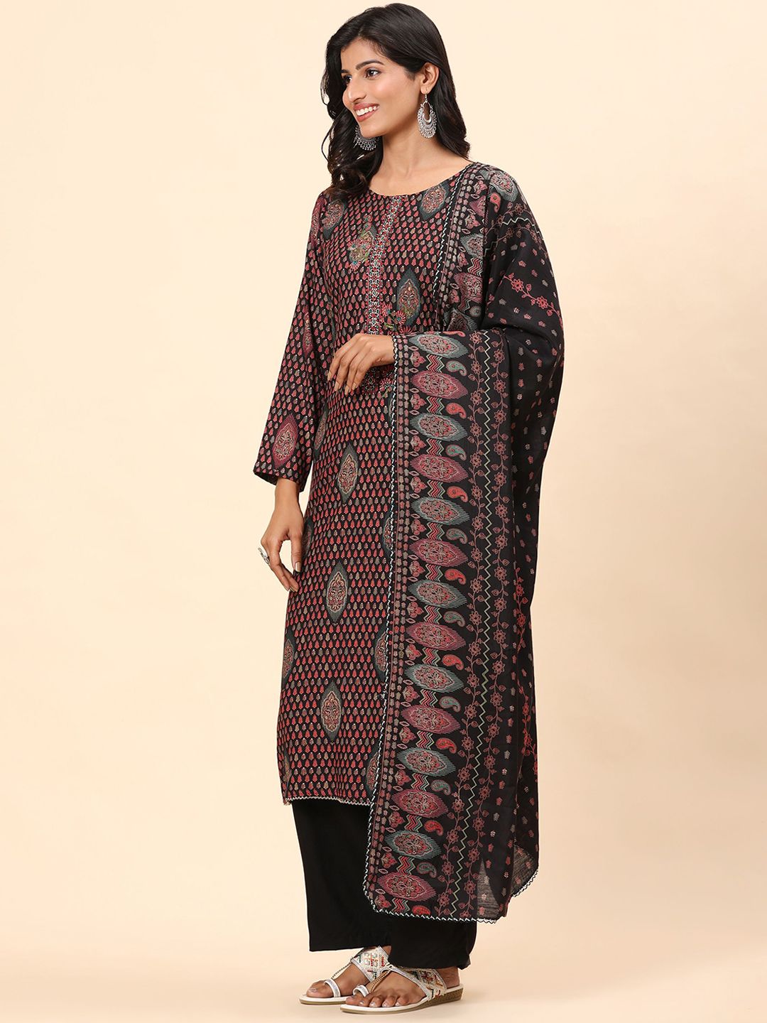 Mamicha Women Ethnic Motifs Printed Regular Pure Cotton Kurta with Trousers & With Dupatta