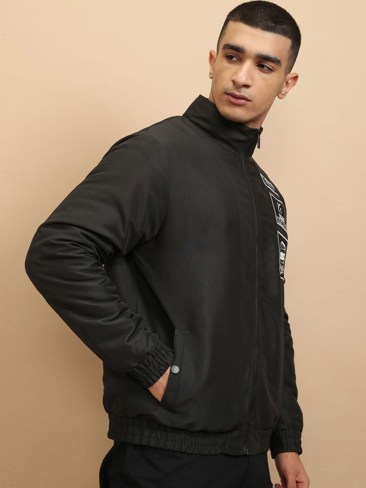 HIGHLANDER Men Crop Outdoor Bomber with Patchwork Jacket