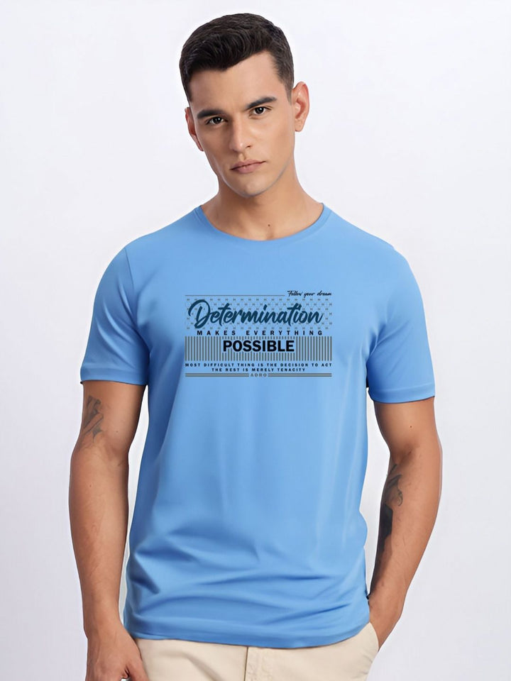 ADRO Typography Printed Round Neck Cotton T-shirt