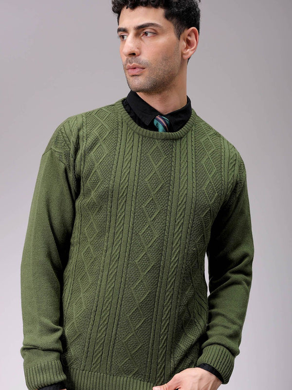 The Indian Garage Co Men Cable Knit Pullover