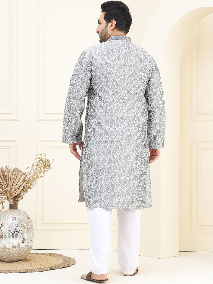 SOJANYA PLUS Plus Size Thread Work Kurta with Pyjamas