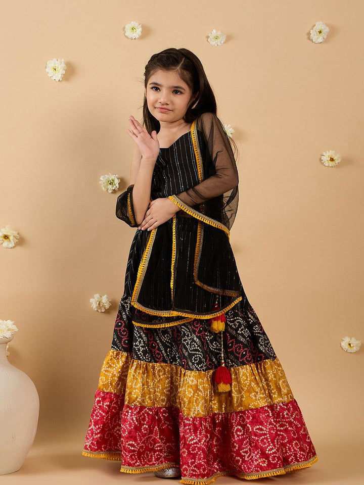 pspeaches Girls Printed Ready to Wear Lehenga & Blouse With Dupatta
