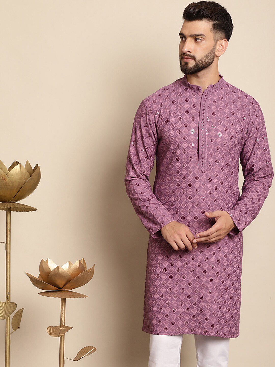 Motif Etnik Anouk Bersulam Kurta Kapas Tulen Berlabuci