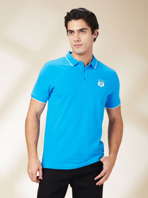 Being Human Men Solid Polo Collar Cotton T-Shirt