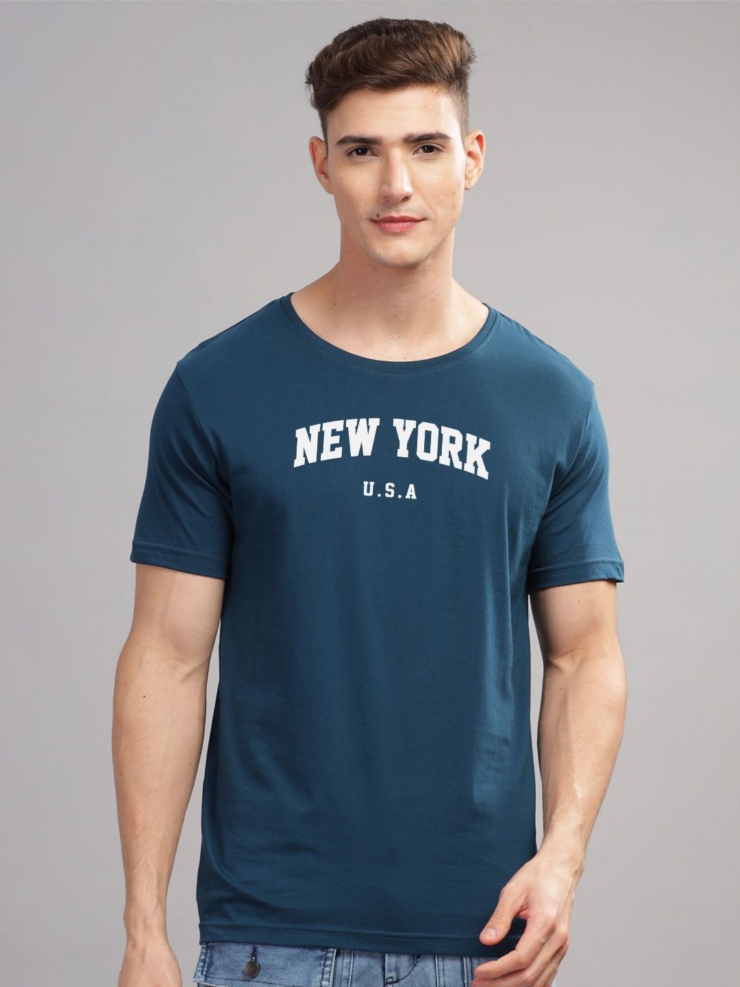 ADRO Men Typography Printed Applique T-shirt