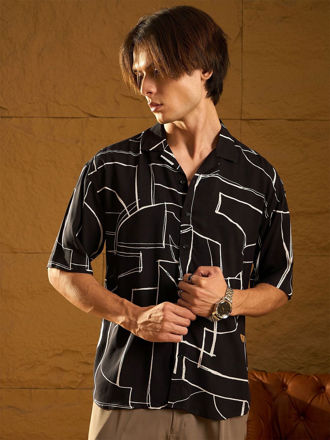 DENNISON Abstract Printed Drop Shoulder Oversized Shirt