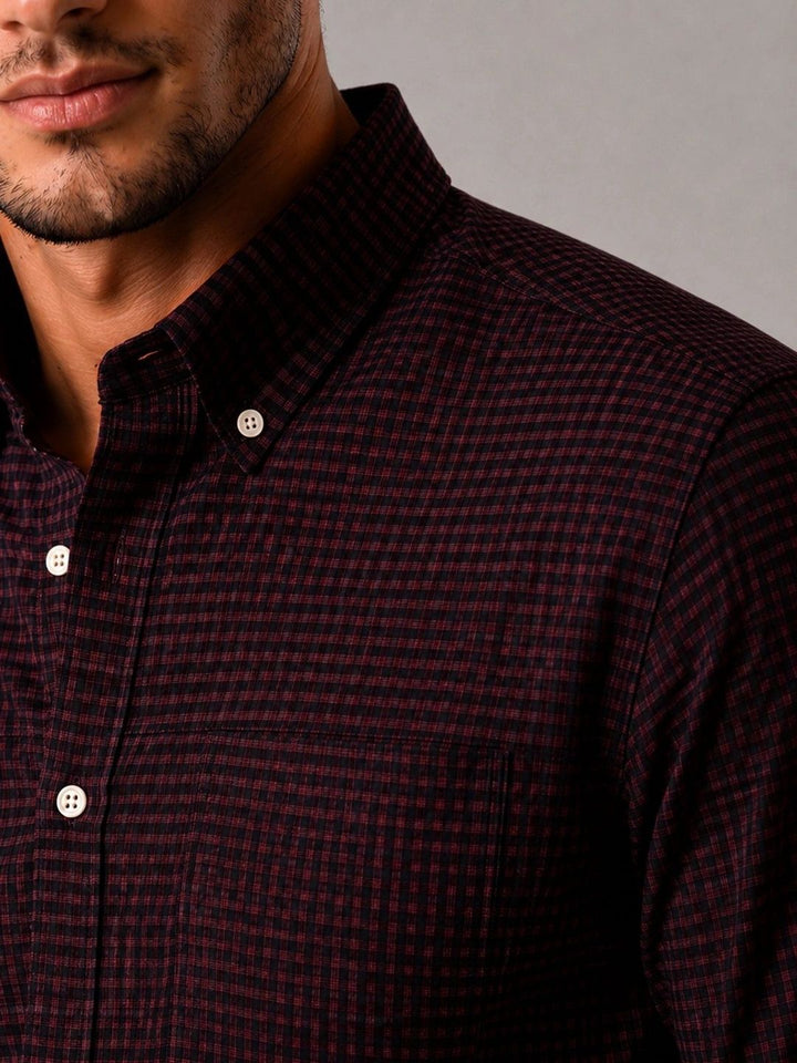 ADRO Men Standard Micro Checked Baju Separa Formal