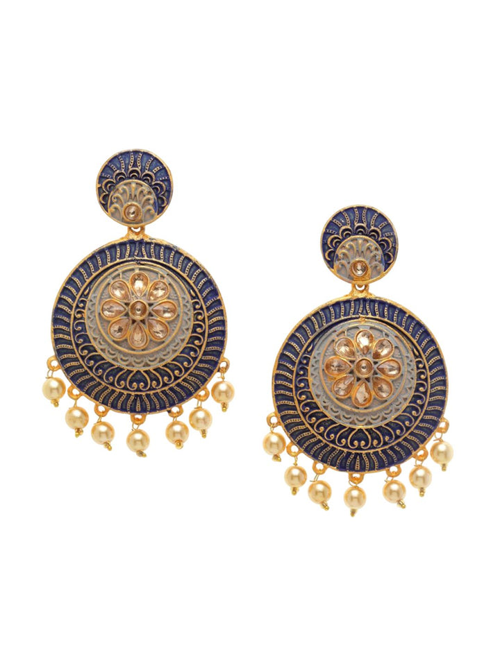 Anouk Gold-Plated Cubic Zirconia Studded Contemporary Drop Earrings