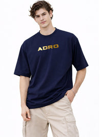 ADRO Graphic Printed Drop-Shoulder Sleeves Cotton T-shirt