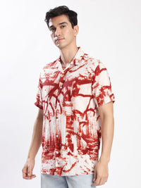 Bene Kleed Men Cuban Collar Abstract Printed  Casual Shirts