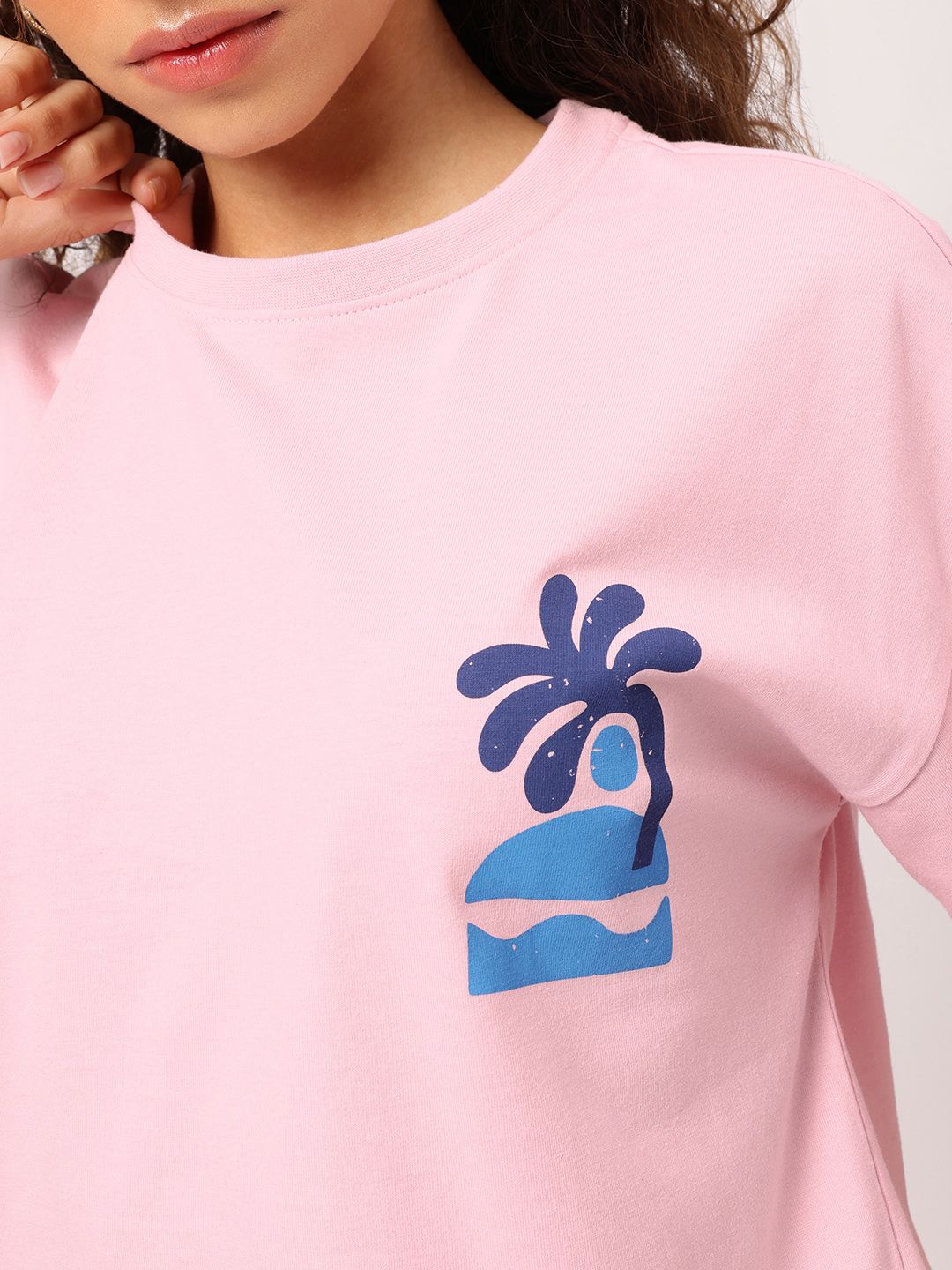 DressBerry Vacay Mode On Printed Tropical Print Relaxed T-Shirt