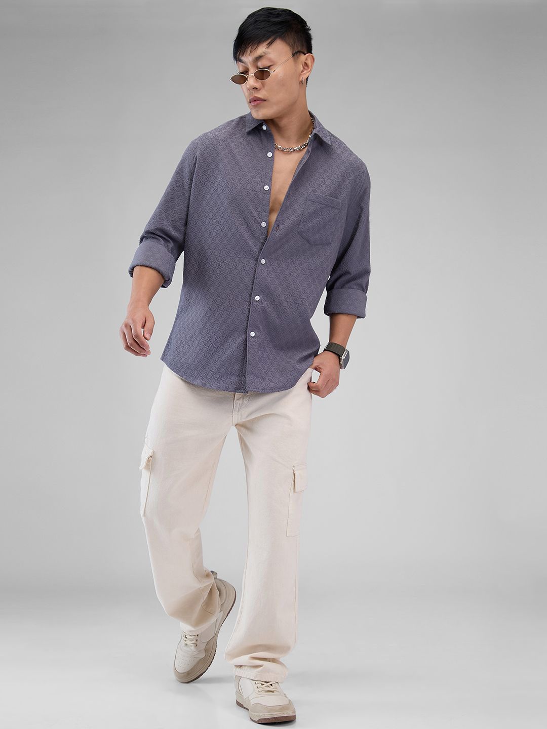 VASTRADO Men Classic Spread Collar Solid Slim Fit Casual Shirt