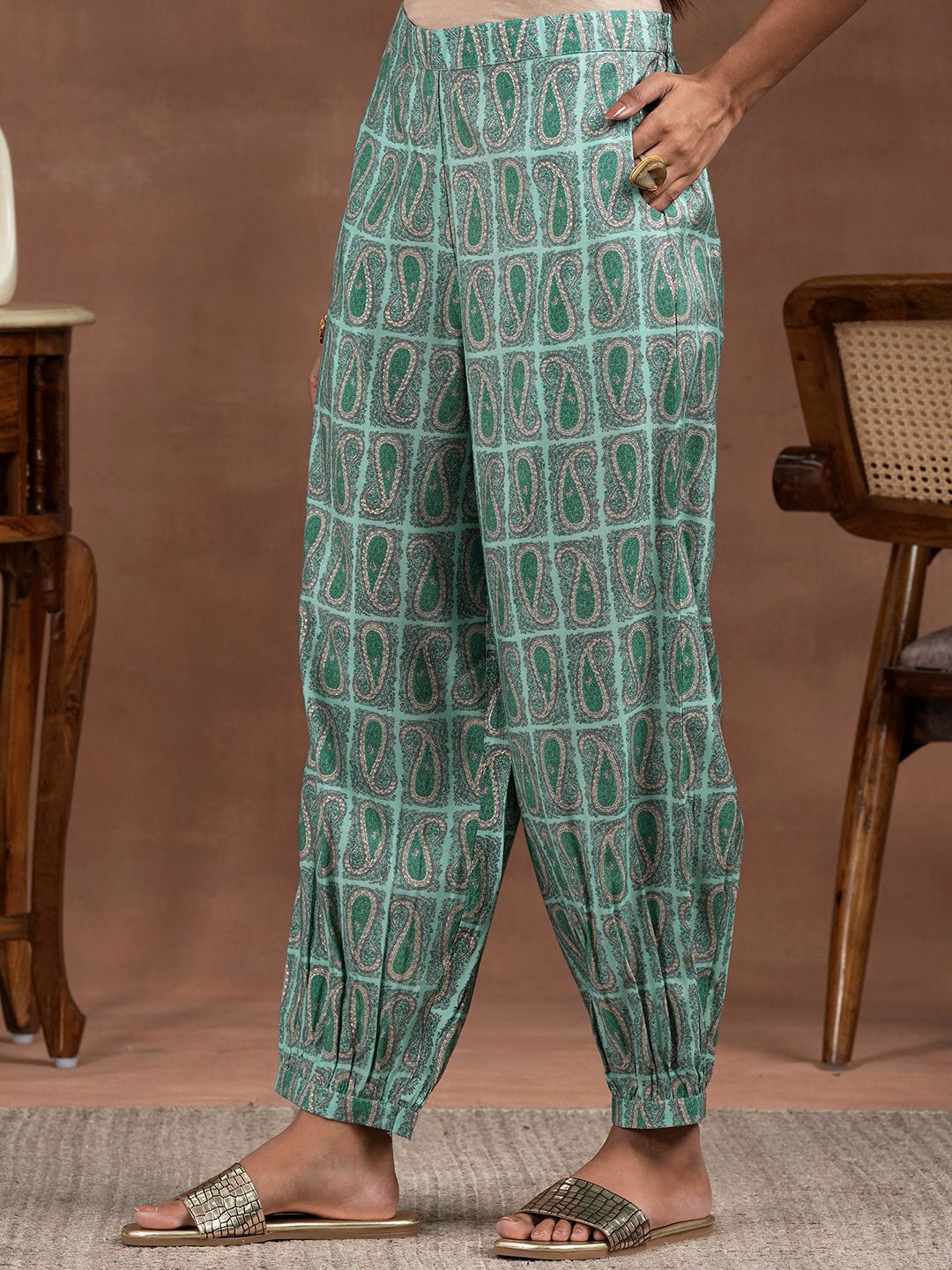 Libas Paisley Printed Thread Work Straight Kurta with Salwar & Dupatta