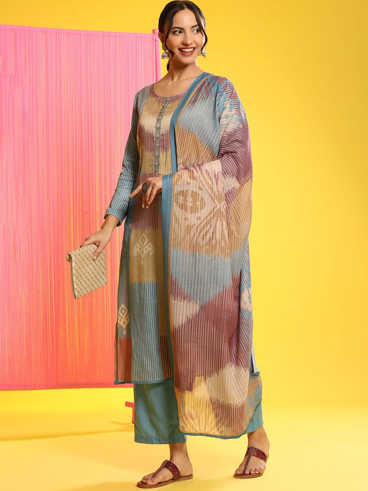 Mamicha Women Printed Regular Pure Cotton Kurta with Palazzos & With Dupatta