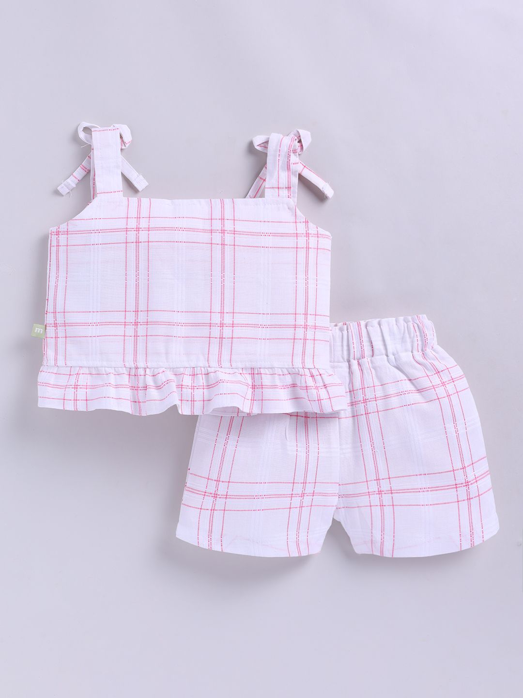 Moms Love Infant Girls Cotton Checked Top with Shorts