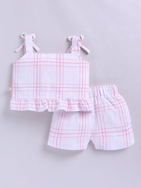 Moms Love Infant Girls Cotton Checked Top with Shorts