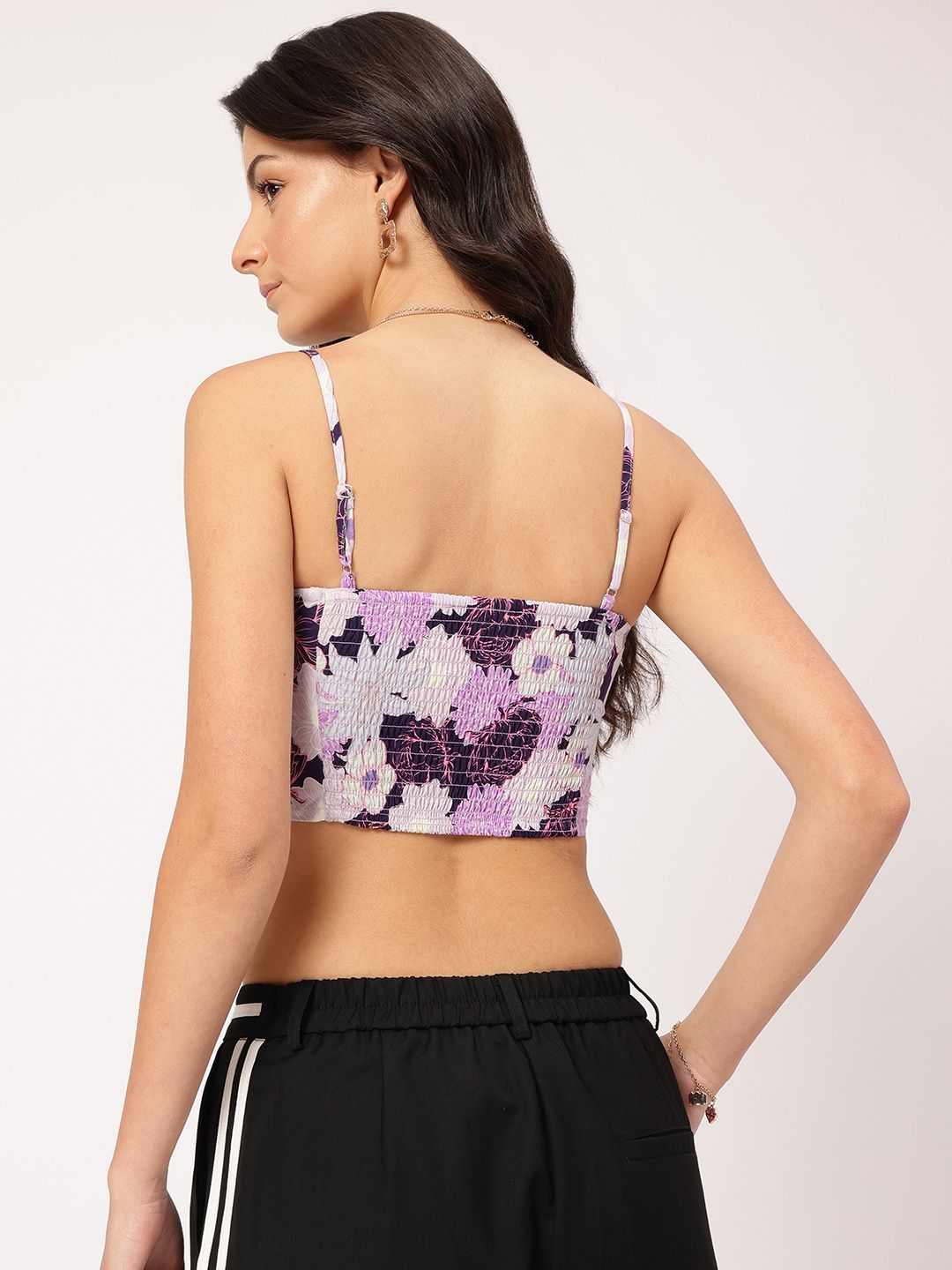 DressBerry Glamourous Babe Shoulder Straps Printed Crop Top