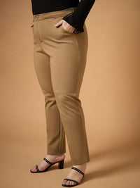 SASSAFRAS Curve Women Comfort Slim Fit High-Rise Trousers