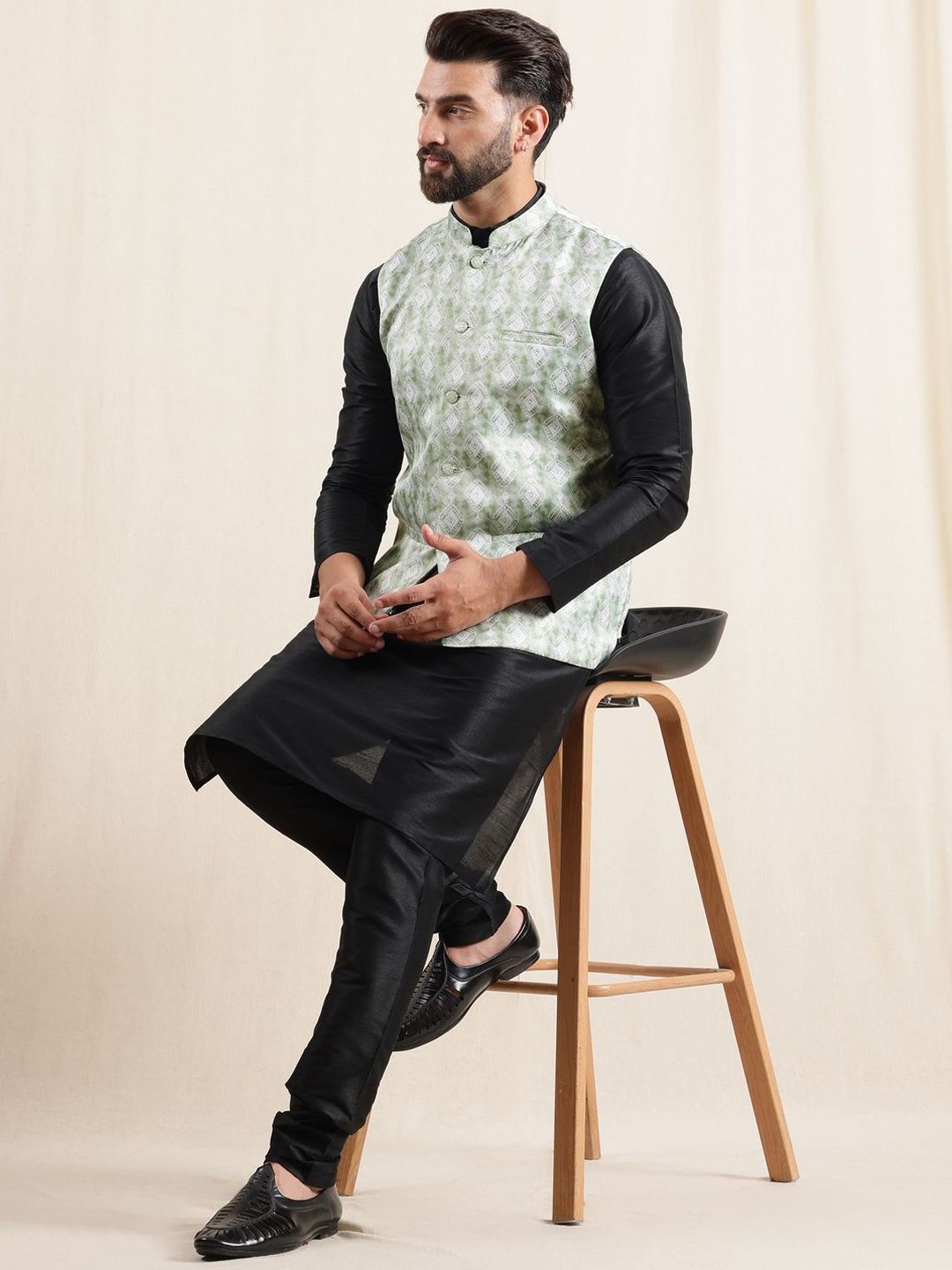 Anouk Geometric Printed Nehru Jacket