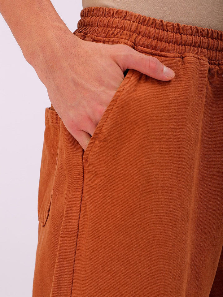 The Indian Garage Co Men Baggy Fit Cotton Elasticated Waist Jeans