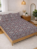 KLOTTHE Brown Floral  300 TC Super King Fine Bedsheets