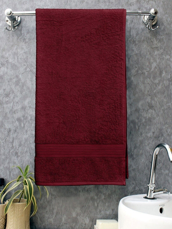 BOMBAY DYEING Tulip Maroon Pure Cotton 450 GSM Bath Towel