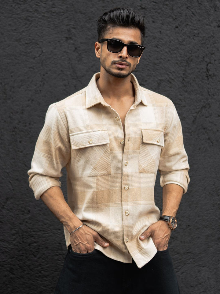 Powerlook Men Spread Collar Tartan Checked Cotton Relaxed Fit Casual Shirt