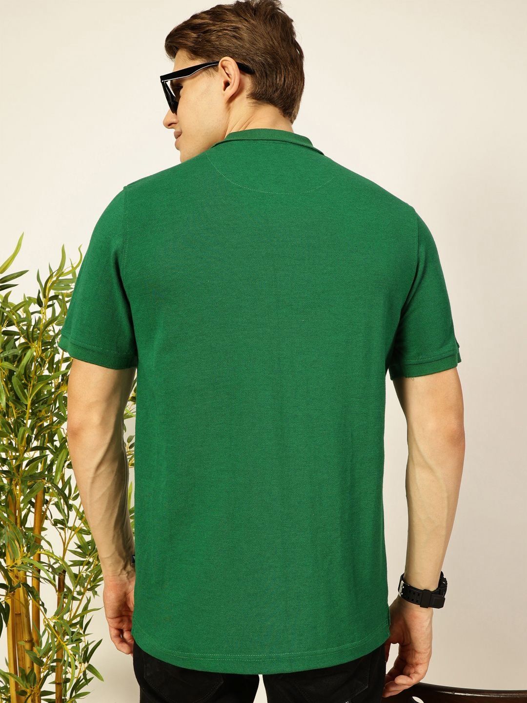 Thomas Scott Men Solid Polo Collar Cotton T-shirt