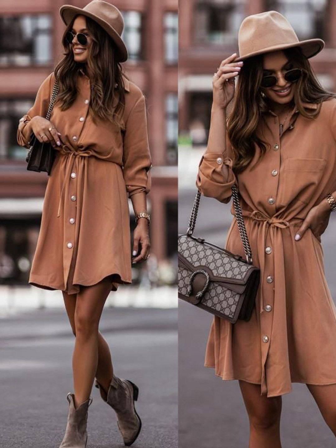 all about you Women Shirt Collar Shirt Dress