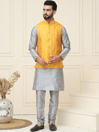 SOJANYA Mandarin Collar Kurta with Churidar With Nehru jacket