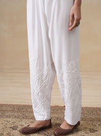 House of Chikankari Women Embroidered Relaxed Trousers