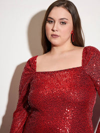 SASSAFRAS Curve Women Plus Size Embellished Bodycon Midi Dress