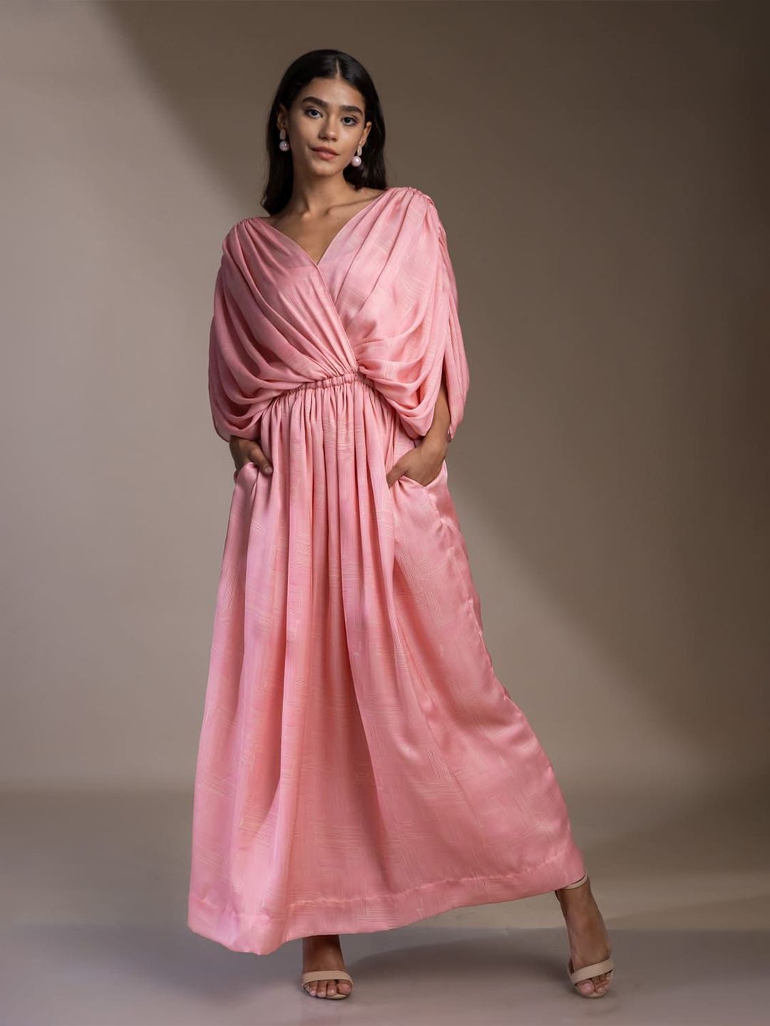 Mamicha Print Puff Sleeve Georgette Maxi Dress