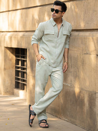 Pista Lightweight Shirt Collar Neck Shirt With Trousers Co-Ord Set