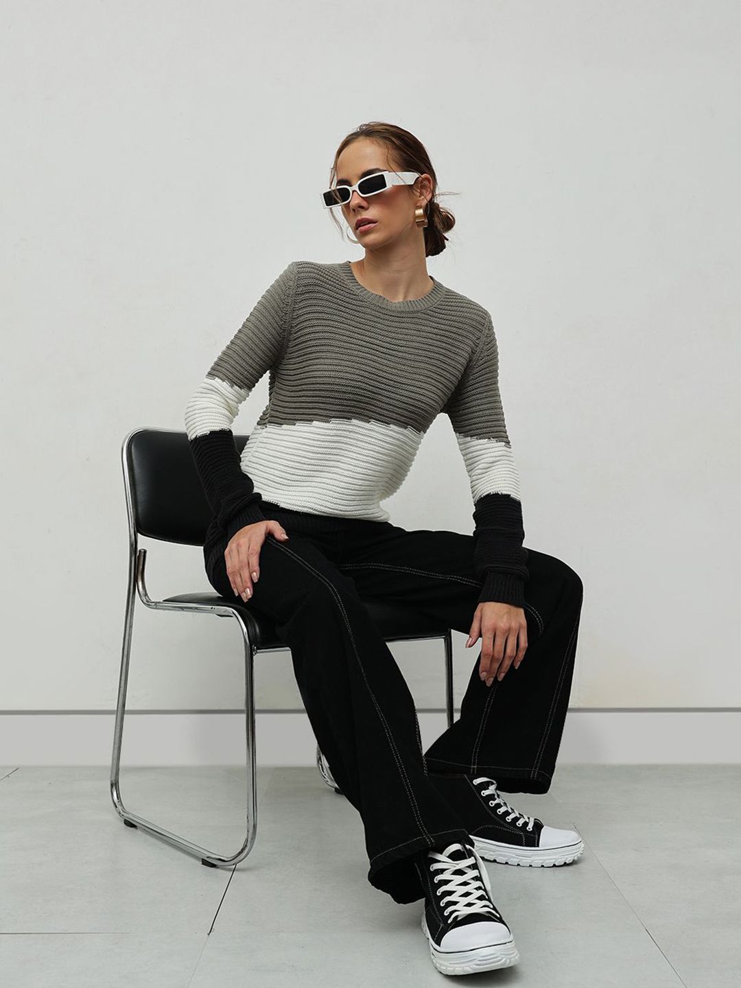 STREET 9 Women Colourblocked Pullover