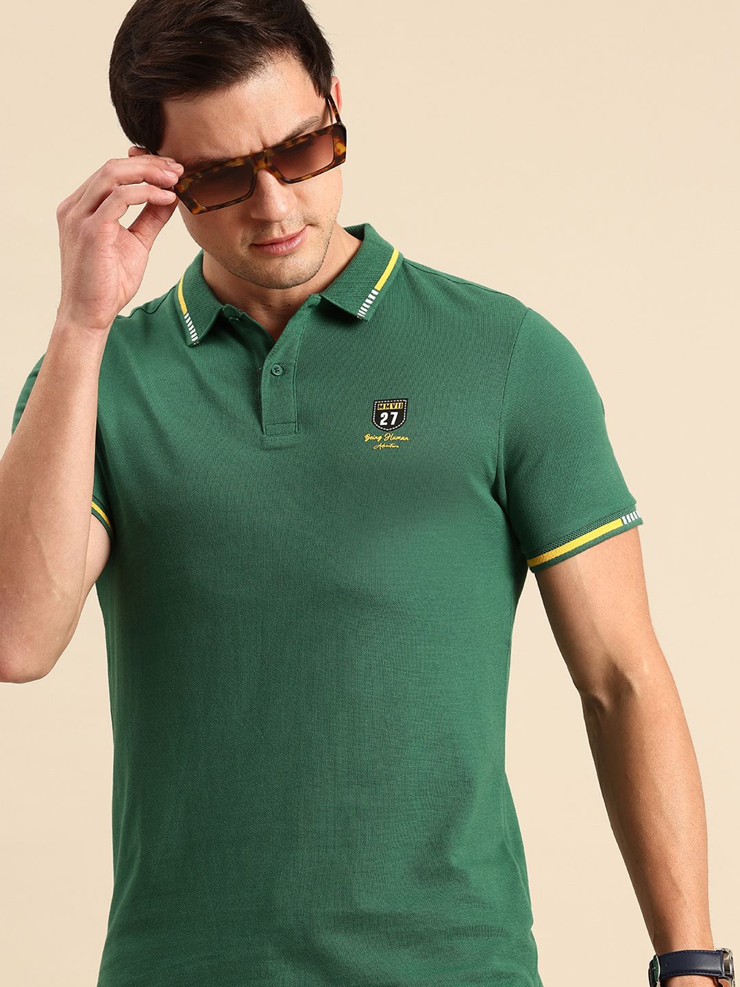 Being Human Polo Collar Pure Cotton T-shirt