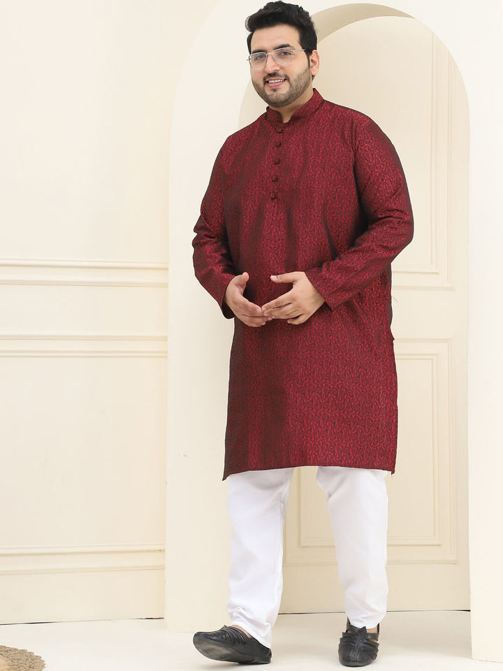 SOJANYA PLUS Plus Size Tenunan Rekaan Kurta Lurus dengan Piyama