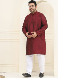 SOJANYA PLUS Plus Size Tenunan Rekaan Kurta Lurus dengan Piyama