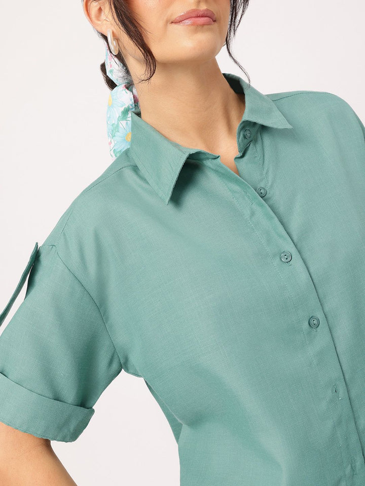 DressBerry Casual Roll Up Sleeves Oversized Shirt