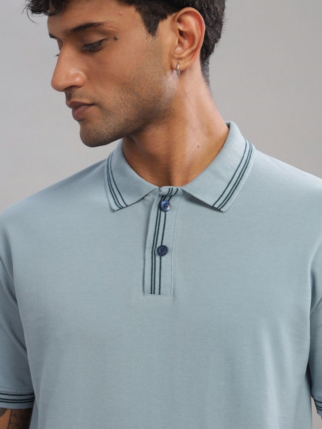 ADRO Men Polo Collar Cut Outs T-shirt