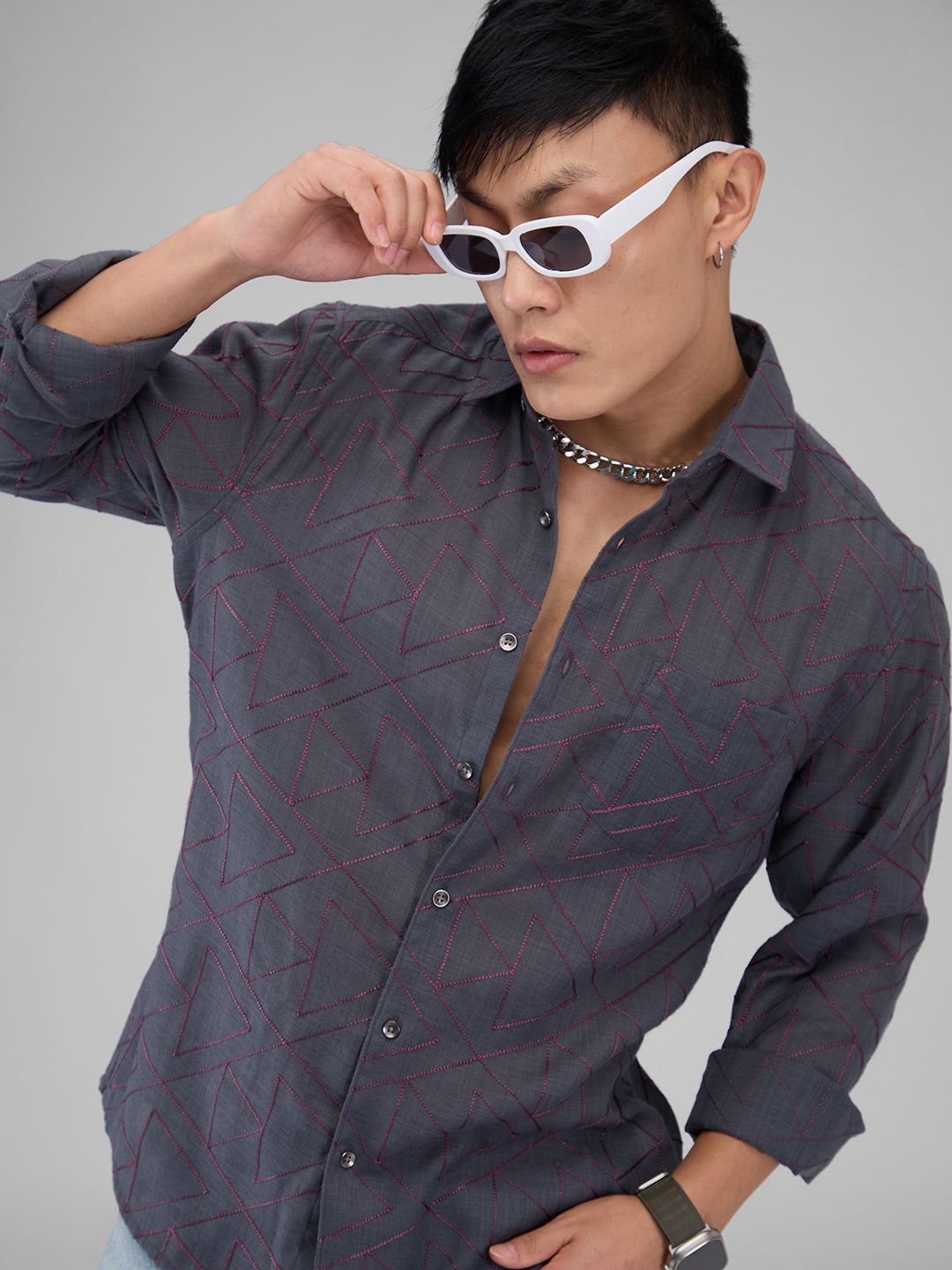 VASTRADO Men Classic Spread Collar Abstract Printed Cotton Casual Shirt