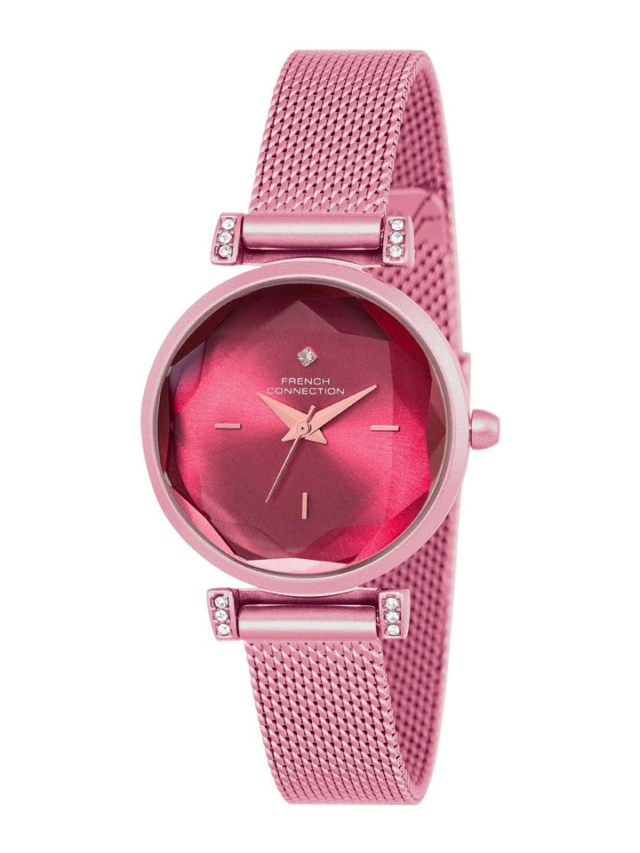 Sambungan Perancis Wanita Dial & Gelang Keluli Tahan Karat Tali Analog Watch FCU5RM