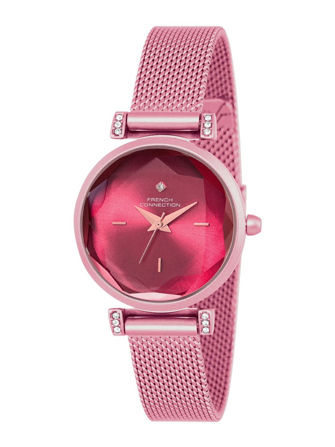 Sambungan Perancis Wanita Dial & Gelang Keluli Tahan Karat Tali Analog Watch FCU5RM