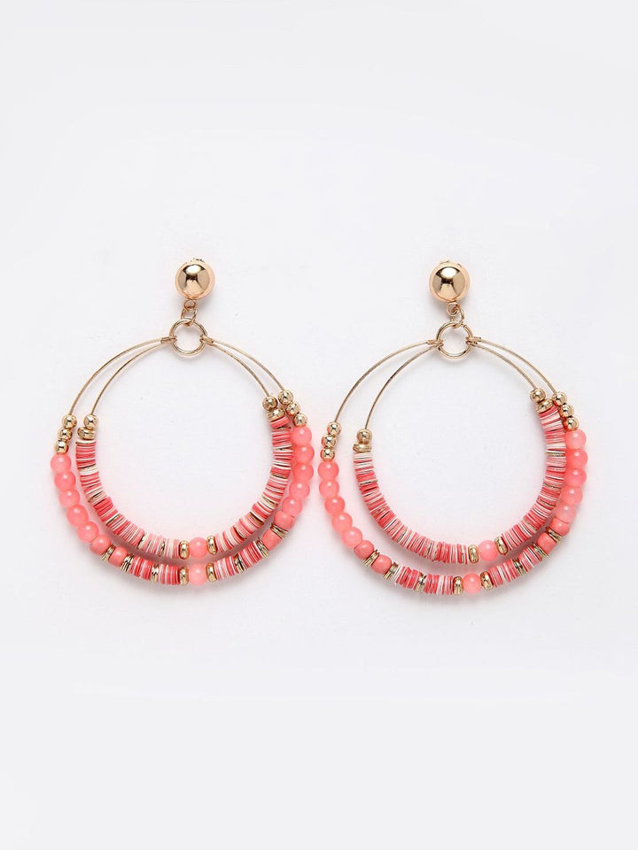 DressBerry X fwd Gold-Toned Circular Contemporary Beaded Drop Earrings