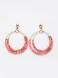 DressBerry X fwd Gold-Toned Circular Contemporary Beaded Drop Earrings