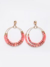 DressBerry X fwd Gold-Toned Circular Contemporary Beaded Drop Earrings