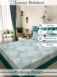 Myntra Elegant Homes Blue 300TC King Double Bedsheet with 2 Pillow Cover